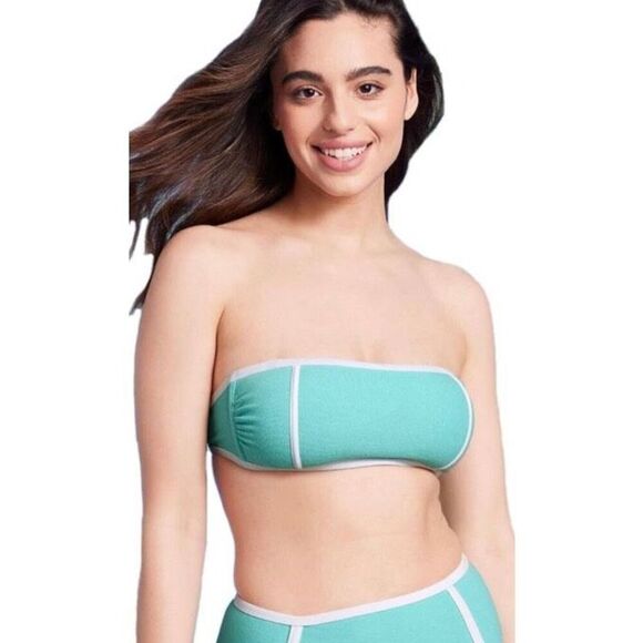 KONA SOL - NWT - L Sz 1X (16W - 18W) Terry-Textured Bandeau Bikini Top w/Binding - Picture 6 of 13